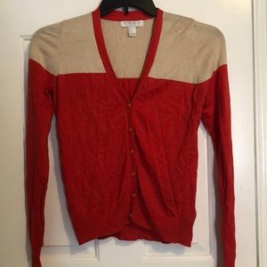 Lightly worn red and cream button up